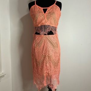 Orange Lace Midi Skirt Set - Medium